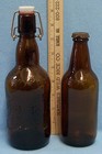  Vintage Brown Glass Beer Bottle Grolsch Lager Hinged Lid Hamms Cap Lot Of 2