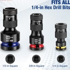 Workpro 1 2  3 8  1 4inch Quick Release Hex Impact Socket Adapter Bit Holder Set
