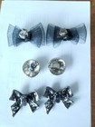 3 Pairs Women s  Shoe Clips Bows Metal Round Bead Mesh