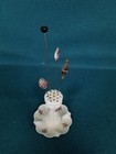 Vtg Antique Glass   Beaded Hat Pins W holder Stand 6pc