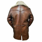 Men s Brown Vintage Shearling Leather Coat Distressed Winter Jacket Button Front