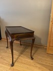 Vintage Queen Anne Style Tea Table Wood With 2 Pullout Trays 