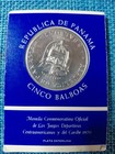          Panama 5 Balboas 1970 Km-21 Unc Silver  925 Coin 102926-1