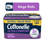 2 Pack  Cottonelle Ultra Comfort Toilet Paper  Soft Toilet Tissue  36 Mega Rolls