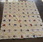 1930 s Antique Cotten Hand Pieced Ice Cream Cone Cutter Quilt