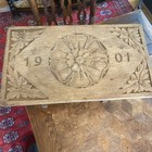 Antique Hand Carved Wooden Foot Stool From The Year 1901