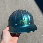 Vintage Fibre-metal Superlite Aluminum Hard Hat Metallic Teal Green Ribbed Usa