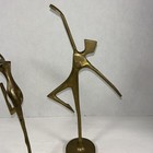 Pair Vintage Mid-century Brass Ballerina Dancer Cubist Sculptures Mcm 12   
