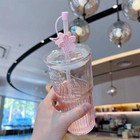 Hot Starbucks Cherry Blossom Pink Gradient Clear Fashion Glass Straw Mug Gift