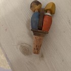 Vintage Hand Carved Wooden Mechanical Bottle Cork Stopper Kissing Couple -anri  