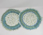 Handmade Crochet Hot Pad Trivet Doily 12    Multicolored Blue Green White Set Of 2