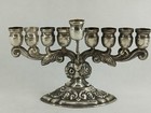 Judaica Hanukkah Menorah 148 Grams Silver 925 Floral Decorated Rare Vintage