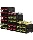 Storvino Stackable Transportable 6 Bottle Wine Storage Crate Black Plastic
