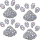 4 Pieces Crystal Car Decoration Stickers Bling Rhinestone Paw Decals White 