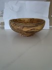 Beautiful Artist Signed Hand Turned Spalted Wormy Wood Serving Bowl 8  W X 3  T