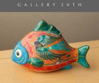 Vintage  Abstract Painted Fish Sculpture  Orig Pottery Mid Century Art 60 s Bird