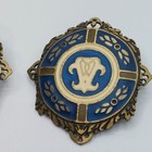Vintage 80s Edgar Berebi Unique Tribal Oversized Gold Enameled Clip On Earrings