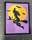 Witch Flying Past Moon Halloween Card Kit Made With Some Stampin Up 