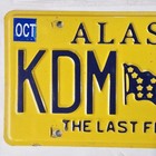 Alaska License Plate     free         Kdm 381   The Last Frontier Ak Embossed Flag Tag