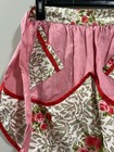 Vintage Red Floral Half Apron With Deep Pockets Retro Roses Cottagecore
