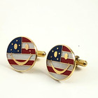 Vtg 70s Patriotic Cufflinks Usa Flag Red White Blue Enamel Gold Smily Face Stars