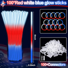 100 Pcs Glow Sticks 4th Of July Party Favors 3 In 1 Neon Party Glow Bracelets An