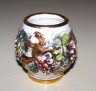 Antique Capodimonte Porcelain Toothpick Holder - Grapes - Made In Italy Rare