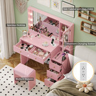 Vanity Desk With Mirror Led Lighted Makeup Vanity Table W stool Dressing Table