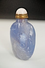 Antique Carved Lavender Blue Agate Chinese Snuff Bottle Qing Dynasty