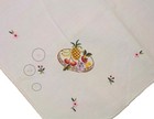 Vtg Embroidered Linen Or Cotton Tea Towel Pineapple Grapes Bananas Fruit Tray
