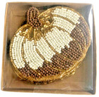 Thanksgiving Pumpkin Drink Coasters Set Of 4 Fall Beaded Satin Lined Halloween