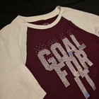 Athletic Works Girls Goal For It Long Sleeve Shirt Burgundy White Size 6 Small