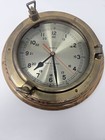 Vintage Nautical Ship   s Porthole Clock Brass   Wood Quartz Wall Clock     Working