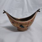 Antique 19th C  Hindi-mughal Enameled Lacquer Kashkul Bowl