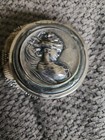 Antique Art Nouveau Silver Woman Profile Crochet Steel Beaded Change  pill Purse