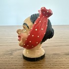 Vintage Hand Carved Wood Bottle Stopper Figural Woman Headscarf Toothache Topper