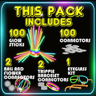 Partysticks Bulk Party Supplies 205 Piece Glow In The Dark 100 Glow Sticks 