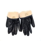 Leather Gloves Vintage 50s 60s Wrist Black Made England Lined Womens Size S 6 5