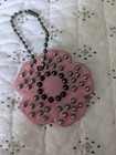 Coach Tea Rose Bag Charm Pink With Studs Free Ship 