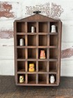 Vtg Thimble Wooden Display Case With 7 Various Design Style Thimbles Ready Hang