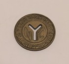 Vintage New York City Nyc Subway Token Small  y  Cut Out Sz Of Dime - 1 Token