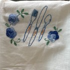 2pc Vintage Cotton Embroidered Tea Towels Lace Trim Floral Kitchen 36   by23   