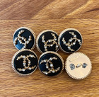 Designer Vintage Designer Black Rhinestone Gold Button Stamped   6 Pc Bundle