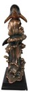 Large 23 h Nautical Marine 2 Bottlenose Dolphins Leaping Over Ocean Waves Statue