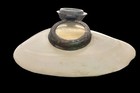 Vtg Mother Of Pearl Whole Shell Trinket Box Ornate Hinged Silver Tone Lid