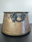 Antique 18  Hand   forged Copper Cauldron Pot W  Iron Handles 11lb 8oz Good Cndtn