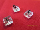 3 Vintage  Glass Shank Buttons Square Shape  see Photo   1 4  Square 1 8  Tall
