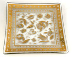 Vtg Georges Briard Mcm 6x6 Gold Floral Square Glass Tray Trinket Dish Signed