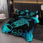 Nttopship Blue And Black Sea Turtles Comforter Sets King Size    Bedding Se