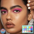 Eye Shadow Makeup Palette 15 Colors Bright Colorful Neon Rainbow Green Purple
